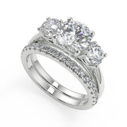 Kristin 3 Stone Solitaire Round Cut Diamond Engagement Ring - Nivetta